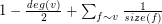 $ 1 - \frac{ {\mathit deg}(v)}{2} + \sum_{f \sim v} \frac{1}{ {\mathit size}(f) } $