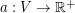 $ a : V \rightarrow {\mathbb R}^+ $