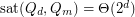 $ \text{sat}(Q_d,Q_m) = \Theta(2^d) $