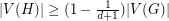 $ |V(H)| \ge (1 - \frac{1}{d+1}) |V(G)| $