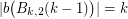 $ |b\big(B_{k,2}(k-1)\big)| = k $