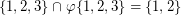 $ \{1,2,3\}\cap\varphi\{1,2,3\} = \{1,2\} $