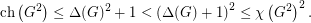 \[\text{ch}\left(G^2\right)\leq \Delta(G)^2+1 < \left(\Delta(G)+1\right)^2 \leq \chi\left(G^2\right)^2.\]