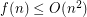 $ f(n)\leq O(n^2) $